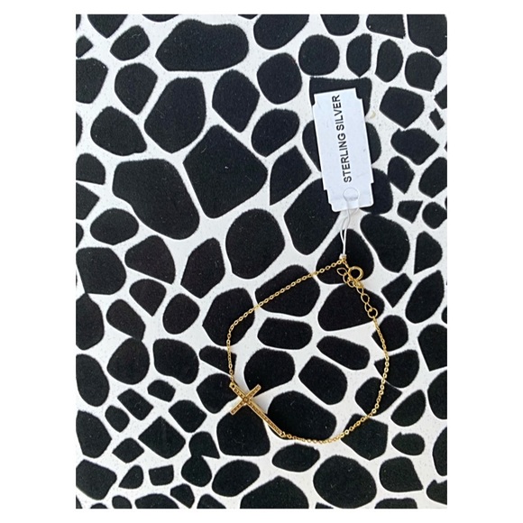 STERLING SILVER WHITE CROS CHAIN BRACELET - Picture 3 of 4